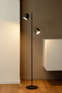 Czarna skandynawska lampa podłogowa z dwoma reflektorami Lucide 03703/10/30 Skanska-LED 2x5W 3000K 141cm ściemniacz