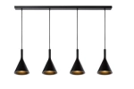 Czarna lampa wisząca nad stół cztery stożkowe klosze z betonu Lucide 35410/04/30 Gipsy 4xE27