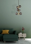 Mosiężna lampa wisząca z szklanymi grafitowymi kloszami Lucide 45474/06/02 Tycho 6xG9 25cm x 150cm