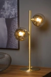 Złota lampa stołowa z dwoma dymnymi kloszami Lucide 45574/02/02 Tycho 2xG9 43cm