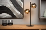 Czarna lampa stołowa z dymnymi kloszami kulami Lucide 45574/02/30 Tycho 2xE14 43cm