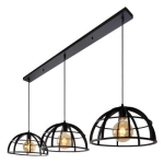 Czarna lampa wisząca nad wyspę trzy metalowe klosze na listwie Lucide 76464/03/30 Dikra 3xE27