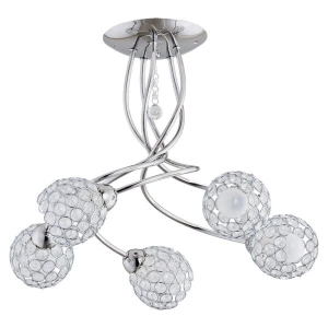 Lampa sufitowa z drucianymi kloszami i kryształkami ozdobne zawijane ramiona Vaio Alfa 20365 5xE14 40cm x 44cm