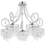 Lampa sufitowa chromowana z kryształkami kręcone dekoracyjne ramiona i dwa obwody Diana New Alfa 17695 5xE14 40cm x 55cm