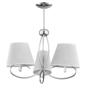 Lampa klasyczna sufitowa do salonu chromowany stelaż jasno szare abażury i ozdobne kryształki Siena Alfa 20433 3xE14 61cm x 61cm