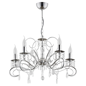 Lampa Wisząca Żyrandol Nowoczesny Alfa 21585 Astor 5xE14 57cm x 68cm chrom kryształy