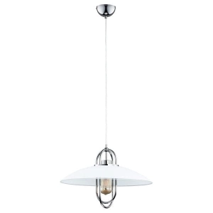 Nowoczesna pojedyncza lampa wisząca loft z chromowanym stelażem i białym kloszem Salix Chrom Alfa 60454 E27 90cm x 30cm
