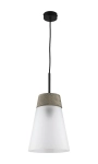 Czarna lampa wisząca z ciemnym drewnem i matowym szklanym kloszem Jupiter 1651 Domino E27 23cm