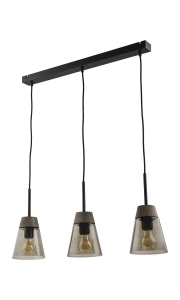 Czarna lampa wisząca listwa z dymnymi szklanymi kloszami Jupiter 1684 Domino 3xE27 67cm