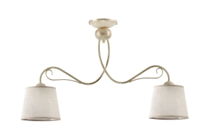 Szeroka lampa sufitowa stelaż stare złoto i abażury cappucino Jupiter 1356 Kamelia 2xE27 80cm