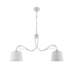 Szeroka lampa wisząca postarzany biały stelaż i biało-szare abażury Jupiter 1344 Kamelia 2xE27 80cm