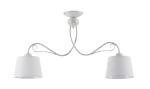 Szeroka lampa sufitowa postarzany biały stelaż i biało-szare abażury Jupiter 1348 Kamelia 2xE27 80cm