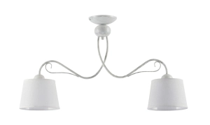 Szeroka lampa sufitowa postarzany biały stelaż i biało-szare abażury Jupiter 1348 Kamelia 2xE27 80cm