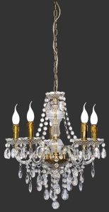 Lampa wisząca żyrandol dekoracyjny świecznikowy akrylowy stylizowany klasyczny z kryształkami mosiężny RL R1107-03 LÜSTER 5xE14