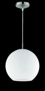 Lampa wisząca kula szklana biała mleczna chrom RL R30153007 Moon 1xE27 30cm