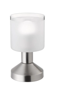 Lampa nocna biurkowa srebrna szklany abażur z metalową postawą RL R59521007 Gral E14