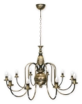 Klasyczna świecona mosiężna patynowana lampa wisząca na łańcuchu Lemir 19_10 MIDI Max Pat Kandelabr 10xE14 105cm