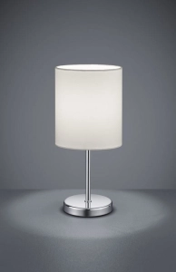 Lampa nocna na nóżce z metalową podstawą i abażurem białym z tkaniny chrom RL R50491001 Jerry E14 28cm