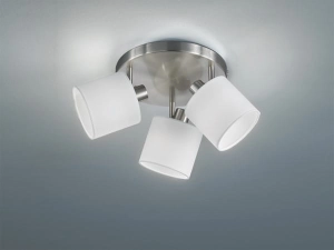 Lampa sufitowa trzy reflektorki okrągła podstawa srebrna białe abażury Sufitowa RL R80333901 Tommy 3xE14 25cm