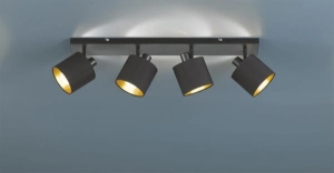 Lampa sufitowa cztery reflektorki z abażurami na listwie czarno złote RL R80334079 Tommy 4xE14 70cm