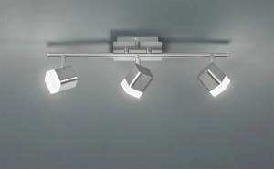 Lampa sufitowa trzy reflektorki kostki kubiki na listwie regulowane kwadratowe srebrna niklowa RL R82153107 Roubaix LED 3x4W 3000K 48cm