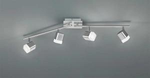 Lampa sufitowa cztery reflektorki kubiki kostki na dwóch listwach srebrne niklowe RL R82154107 Roubaix LED 4x4 W 3000K 78cm