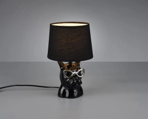 Lampa nocna czarna głowa psa buldog z abażurem RL R50231002 Dosy 14