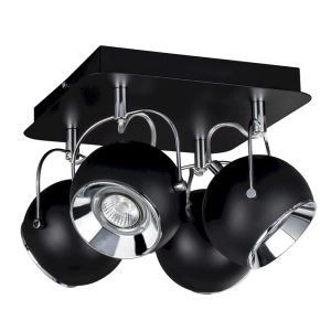 Lampa reflektor czarny sufitowy kwadrat z regulowanymi okrągłymi oprawkami Spot-Light 5109484 Ball 4xGU10 26cm x 26cm x 21cm