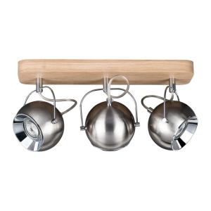Lampa sufitowa listwa z drewna dębowego i metalowe regulowane reflektory Spot-Light 5131374 Ball Wood 3xGU10 21cm x 42cm