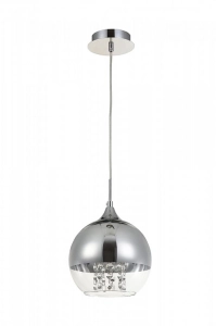 Lampa Wisząca Szklana Kula z Kryształami Maytoni P140-PL-110-1-N Fermi E27 20cm x 96cm nikiel