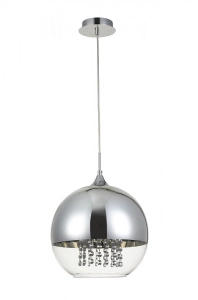 Lampa Wisząca Szklana Kula z Kryształami Maytoni P140-PL-170-1-N Fermi E27 30cm x 105cm nikiel