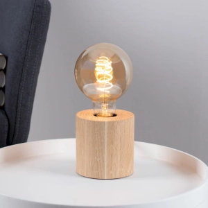 Lampa nocna walec drewniany dębowy na żarówkę dekoracyjną Spot-Light 7071174 Trongo  E27 10x10 cm
