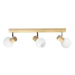 Lampa sufitowa potrójne reflektory na listwie z drewna brzozowego i szklane białe klosze kulki Spot-Light 2231360 Karin 3xE14 18cm x 52cm