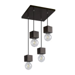 Lampa wisząca kwadratowa z drewna bukowego i sześciennymi oprawkami Spot-Light 7169476 Trongo Square 4xE27 100cm x 34cm