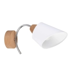 Lampa ścienna kinkiet biały szklany klosz drewniana rozeta Spot-Light 8341174 Drewno Dębowe/Metal/Tkanina Matte E27 40W
