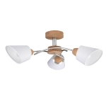 Lampa sufitowa z drewna dębowego białe ścięte abażury z tkaniny na metalowych ramionach Spot-Light 8341374 Mette 3xE27 29cm x 70cm