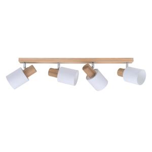 Lampa sufitowa listwa z drewna dębowego regulowane reflektory i białe klosze z tkaniny Spot-Light 2236474 Treehouse 4xE27 21cm x 75cm