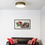 Lampa sufitowa okrągły antracytowy plafon do salonu z tkaninowym abażurem Spot-Light 4783802 Josefina LED 18W 2700K