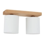 Lampa sufitowa listwa z drewna dębowego z białymi abażurami z tkaniny Spot-Light 8512274 Jenta 2xE27 20cm x 35cm