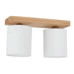 Lampa sufitowa listwa z drewna dębowego z białymi abażurami z tkaniny Spot-Light 8512274 Jenta 2xE27 20cm x 35cm