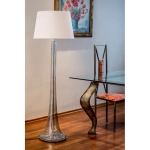 Lampa stojąca podłogowa dymna szklana podstawa i biały abażur 4Concepts L213282259 Zurich E27 165cm x 50cm