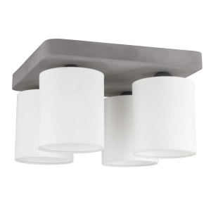 Lampa sufitowa betonowa w kwadracie z białymi cylindrycznymi abażurami z tkaniny Spot-Light 2321436 Gentle 4xE27 34cm x 21cm
