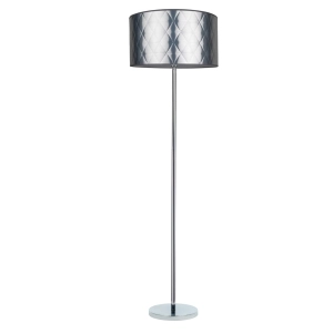 Lampa podłogowa srebrna z pikowanym połyskującym abażurem i chromowaną podstawą Spot-Light 6593028 Maxima E27 166cm