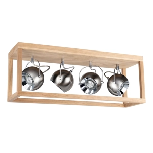 Lampa sufitowa z reflektorami w stelażu z drewna dębowego Spot-Light 5227474L Roy 4xGU10