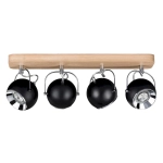 Lampa sufitowa listwa z drewna dębowego i cztery czarne reflektory punktowe Spot-Light 5133474L Ball Wood 4xGU10