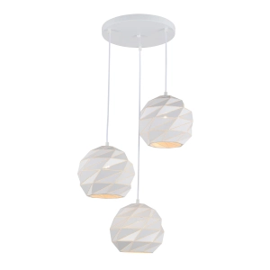 Lampa wisząca biała trzy kule geometryczne metalowe nowoczesne Italux PND-2424-3S-WH Palermo 3xE27