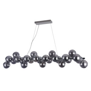 Podłużna lampa wisząca dymne szklane kule na chromowanej listwie Italux PND-5252-A-25-CH+SMK Cabella 25xG9 125cm x 120cm