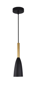  Lampa wisząca czarny metalowy abażur wąski podłużny ze złotem Light Prestige LP-181/1P BK/GD Solin E27 11cm