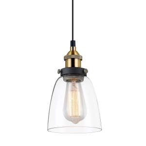 Pojedyncza lampa wisząca ze szklanym kloszem Italux MDM-2563/1 GD+CL Francis E27 14cm
