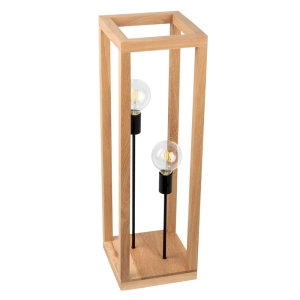 Lampa podłogowa z drewna dębowego z dwoma żarówkami na czarnych rurkach Spot-Light 51514274 2xE27 80cm